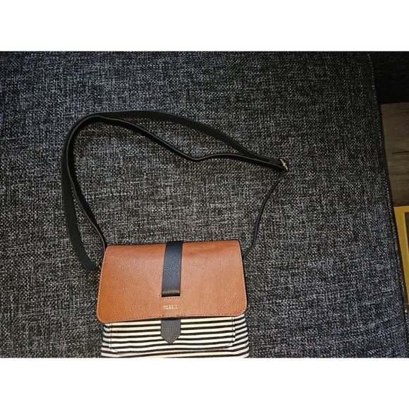 Fossil Handbags - Fossil Crossbody Bag Women Small Brown‎ Black White Striped New Nautical